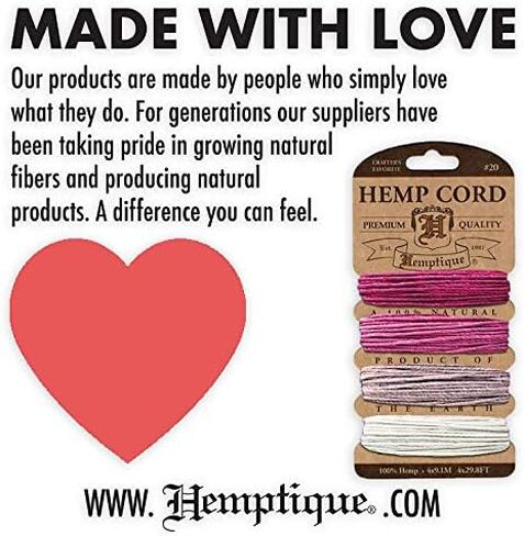 Hemptique 100% Hemp Cord Spool - 62.5 Meter Hemp String - Made with Love - No. 20 ~ 1mm Cord Thread for Jewelry Making, Macrame, Scrapbooking, DIY, & More - Variegated Rainbow in Kuwait