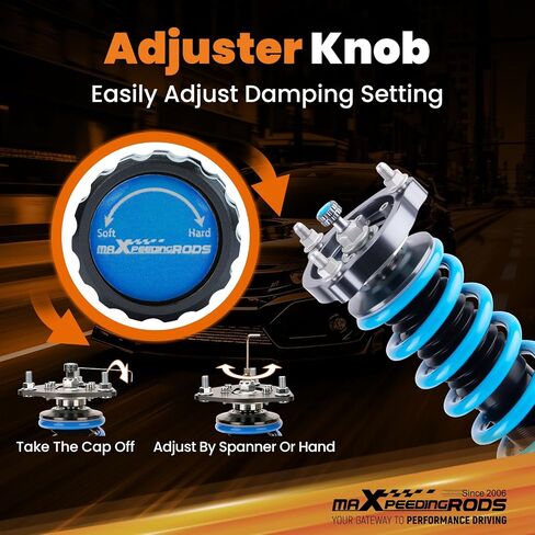 maXpeedingrods Coilovers for Honda Civic 2006-2011, for Acura CSX 2006-2011, 24 Levels Adjustable Damper Coilover Suspension Kit, Height Adjustable Shock Absorber Struts, Lowering Kit, Blue in Saudi Arabia