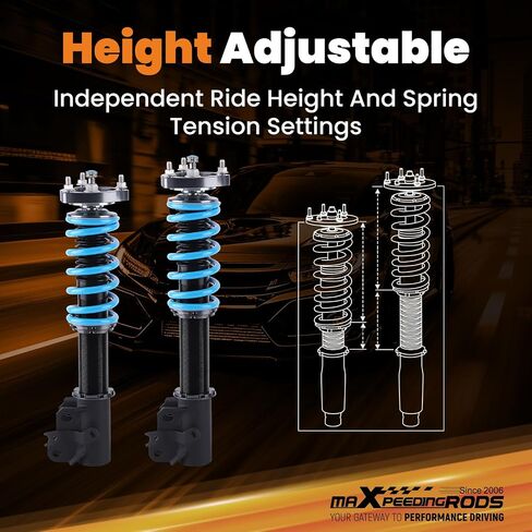maXpeedingrods Coilovers for Honda Civic 2006-2011, for Acura CSX 2006-2011, 24 Levels Adjustable Damper Coilover Suspension Kit, Height Adjustable Shock Absorber Struts, Lowering Kit, Blue in Saudi Arabia