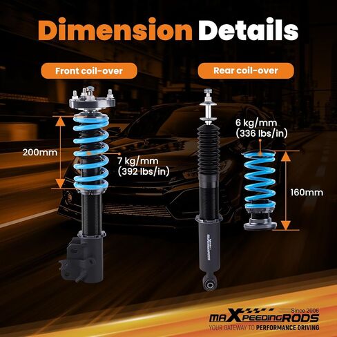 maXpeedingrods Coilovers for Honda Civic 2006-2011, for Acura CSX 2006-2011, 24 Levels Adjustable Damper Coilover Suspension Kit, Height Adjustable Shock Absorber Struts, Lowering Kit, Blue in Saudi Arabia