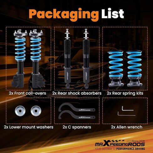 maXpeedingrods Coilovers for Honda Civic 2006-2011, for Acura CSX 2006-2011, 24 Levels Adjustable Damper Coilover Suspension Kit, Height Adjustable Shock Absorber Struts, Lowering Kit, Blue in Saudi Arabia