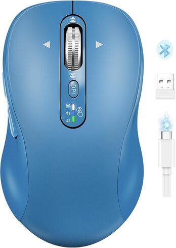 INFINMIND Bluetooth Wireless Mouse for Laptop,USB+BT×2,USB-C Charging,Quiet Multi Device Mouse,Metal 4-Way Super Scrolling,± 3200 DPI,9 Buttons,Ergo Computer Cordless Mice,for iPad/Tablet/Mac/PC/Phone in Saudi Arabia
