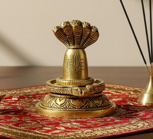 eSplanade Brass Shivling with Sheshnag | Shiva Lingam Shiv Ling Idol Murti Natraj for Home Decor or Daily Pooja/puja(Lingam) in Saudi Arabia