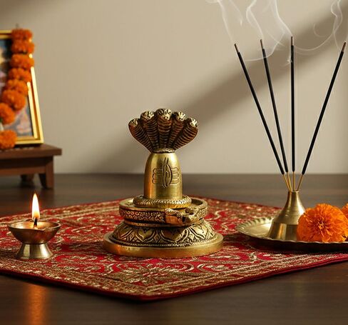 eSplanade Brass Shivling with Sheshnag | Shiva Lingam Shiv Ling Idol Murti Natraj for Home Decor or Daily Pooja/puja(Lingam) in Saudi Arabia