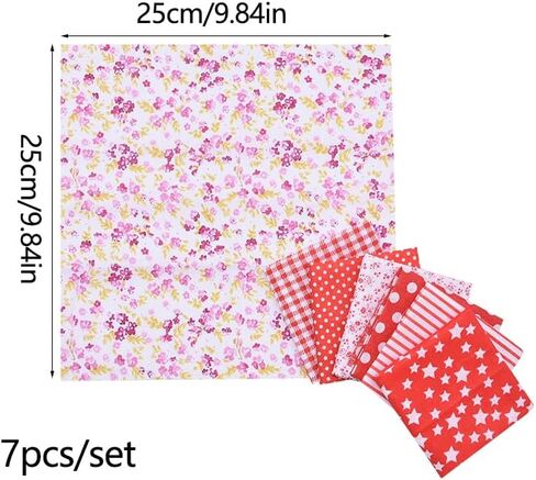 7Pcs 9.8" x 9.8" Cotton Fabric Bundles for Quilting,Different Patterns Printed Design Patchwork Quilting Fabric Bundles for DIY Sewing Crafts in Saudi Arabia