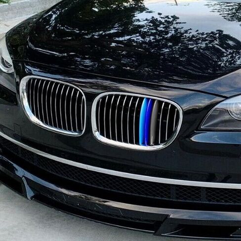 x xotic tech شرائط زخرفية ثلاثية الألوان من xotic tech، شبكات أمامية في المنتصف متوافقة مع BMW 7 Series F01/F02 2009-2012 740i 740Li 750i 750Li Standard Grill (13 قضبان شعاع) in Saudi Arabia