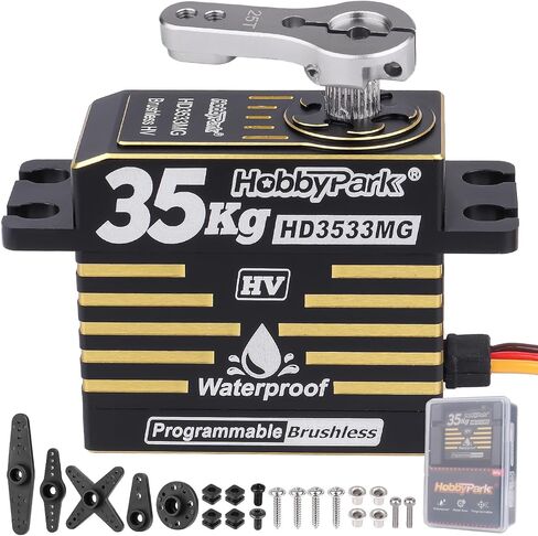 HobbyPark 35 كجم RC مؤازر مقاوم للماء وعزم دوران عالٍ معدني رقمي تروس من الفولاذ المقاوم للصدأ علبة ألومنيوم لـ 1/7 1/8 1/10 RC الزاحف سيارة شاحنة عربات التي تجرها الدواب زاوية تحكم قابلة للبرمجة 180 درجة (محرك بدون فرش) in Kuwait