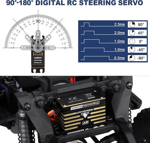 HobbyPark 35 كجم RC مؤازر مقاوم للماء وعزم دوران عالٍ معدني رقمي تروس من الفولاذ المقاوم للصدأ علبة ألومنيوم لـ 1/7 1/8 1/10 RC الزاحف سيارة شاحنة عربات التي تجرها الدواب زاوية تحكم قابلة للبرمجة 180 درجة (محرك بدون فرش) in Kuwait