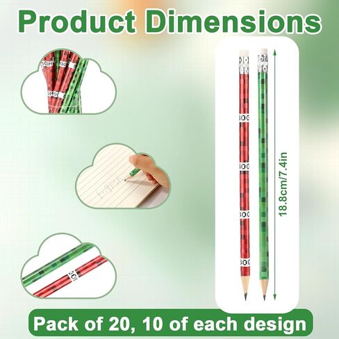 20 قطعة من أقلام الرصاص ذات الطابع البكسل مع ممحاة من سافيتا، أقلام خشبية ذات طابع بكسل هدايا الحفلات للمدرسة والمكتب والفصول الدراسية in Kuwait