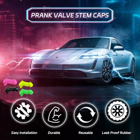 Funny Tire Valve Caps - 4 PCS Pencil Valve Stem Covers, Gag Gifts Pranks Tire Caps, Universal Wheel Accessories for Car, Bike, Motorcycle, White Elephant Gifts for Families, Friends, Coworkers, Black in Saudi Arabia