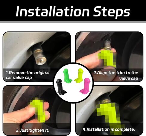 Funny Tire Valve Caps - 4 PCS Pencil Valve Stem Covers, Gag Gifts Pranks Tire Caps, Universal Wheel Accessories for Car, Bike, Motorcycle, White Elephant Gifts for Families, Friends, Coworkers, Black in Saudi Arabia