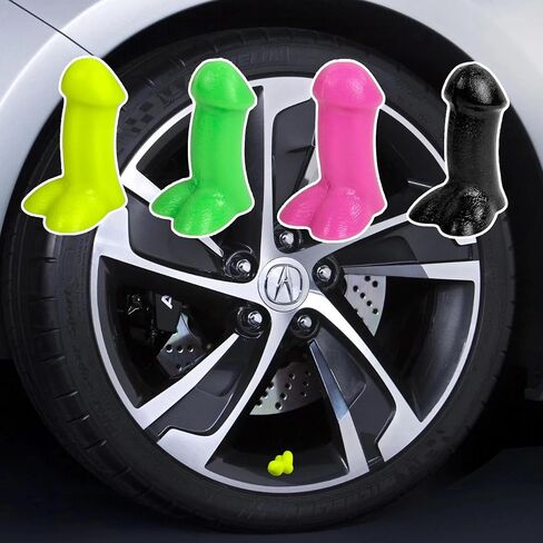 Funny Tire Valve Caps - 4 PCS Pencil Valve Stem Covers, Gag Gifts Pranks Tire Caps, Universal Wheel Accessories for Car, Bike, Motorcycle, White Elephant Gifts for Families, Friends, Coworkers, Black in Saudi Arabia