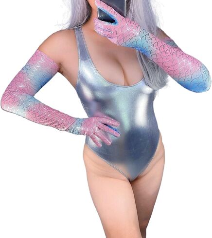 قفازات DooWay المعدنية طويلة جدًا، قفازات لامعة طويلة للغاية، قفازات سائلة تعمل باللمس، قفازات حفلات الهالوين ونادي الأوبرا in Kuwait