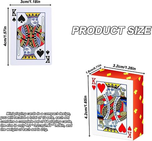 Mini Playing Cards 10 Pack, 1.65" Mini Deck of Cards, Durable & Portable for Gifts, Parties, Travel Fun in Saudi Arabia