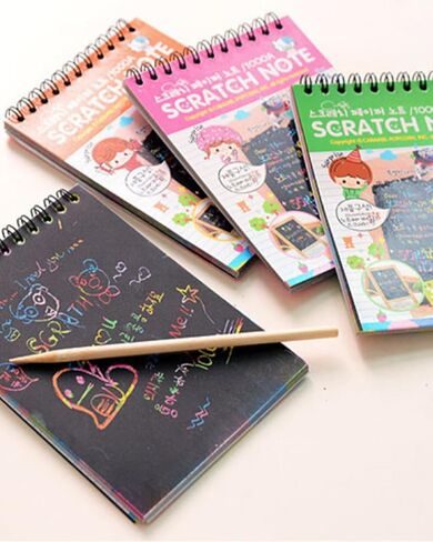 12 Pcs Scratch Art Paper Set - Mini Notes, DIY Craft Supplies for Creative Projects and Gifts, College Essentials-Pink in Saudi Arabia
