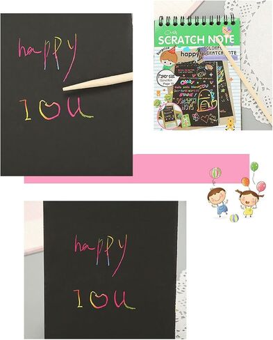 12 Pcs Scratch Art Paper Set - Mini Notes, DIY Craft Supplies for Creative Projects and Gifts, College Essentials-Pink in Saudi Arabia