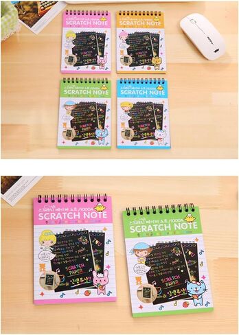 12 Pcs Scratch Art Paper Set - Mini Notes, DIY Craft Supplies for Creative Projects and Gifts, College Essentials-Pink in Saudi Arabia