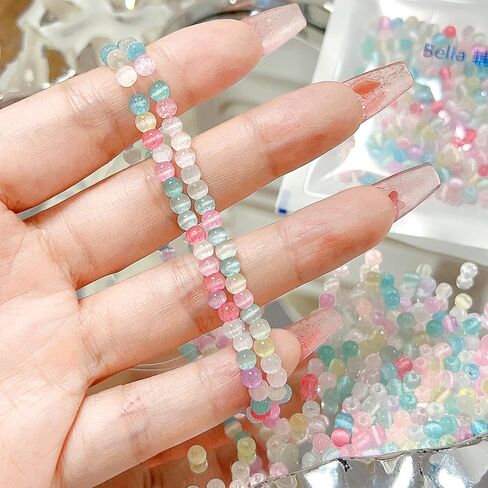 130pcs/pack Colorful Loose Beads 4mm Cat Eye Beads for Handmade DIY Necklaces and Bracelets Jewelry Making Beaded Accessories in Saudi Arabia