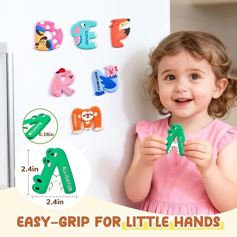 JoyCat Magnetic Letters and Numbers Fridge Magnets, Soft PVC Learning Refrigerator Toy Set for Kids & Toddlers, 26 Animal Alphabet Letters and 0-9 Numbers, Birthday Gift for Baby Boys and Girls in Saudi Arabia