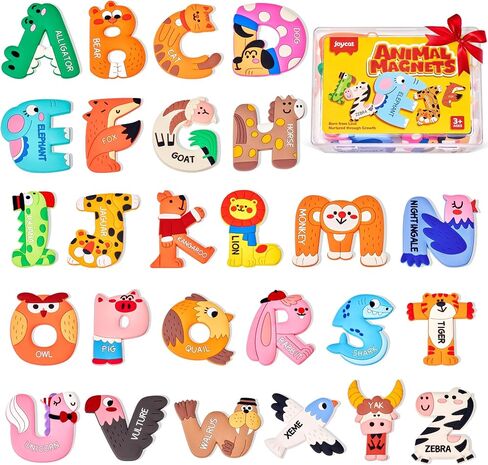 JoyCat Magnetic Letters and Numbers Fridge Magnets, Soft PVC Learning Refrigerator Toy Set for Kids & Toddlers, 26 Animal Alphabet Letters and 0-9 Numbers, Birthday Gift for Baby Boys and Girls in Saudi Arabia