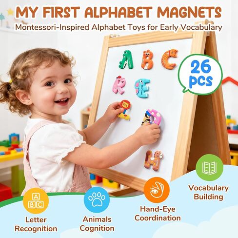 JoyCat Magnetic Letters and Numbers Fridge Magnets, Soft PVC Learning Refrigerator Toy Set for Kids & Toddlers, 26 Animal Alphabet Letters and 0-9 Numbers, Birthday Gift for Baby Boys and Girls in Saudi Arabia