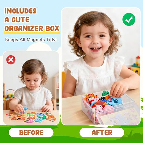JoyCat Magnetic Letters and Numbers Fridge Magnets, Soft PVC Learning Refrigerator Toy Set for Kids & Toddlers, 26 Animal Alphabet Letters and 0-9 Numbers, Birthday Gift for Baby Boys and Girls in Saudi Arabia