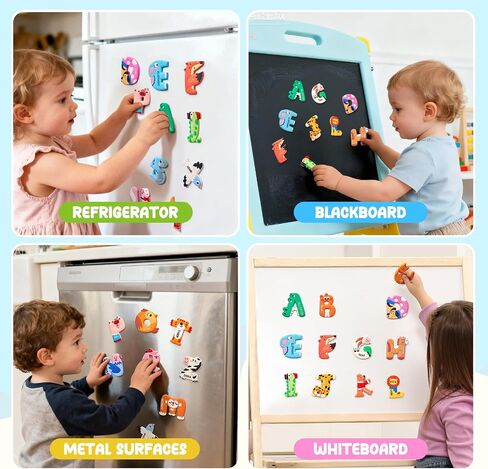 JoyCat Magnetic Letters and Numbers Fridge Magnets, Soft PVC Learning Refrigerator Toy Set for Kids & Toddlers, 26 Animal Alphabet Letters and 0-9 Numbers, Birthday Gift for Baby Boys and Girls in Saudi Arabia