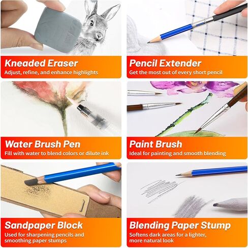 141 قطعة من لوازم الرسم الفنية برو ماكس، أقلام رسم مع دفتر رسم، كتاب تلوين، ألوان مائية فحمي جرافيت ملونة وأقلام رصاص معدنية، لوازم الرسم هدايا للفنانين البالغين والأطفال in Kuwait