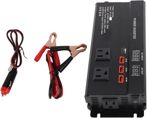 2000W 12V to 120V Car Inverter Charger with LCD Display, USB Port, Cigarette Lighter Ports, and 4000W Peak Power Inverter Converter for Heavy Duty Use in Saudi Arabia