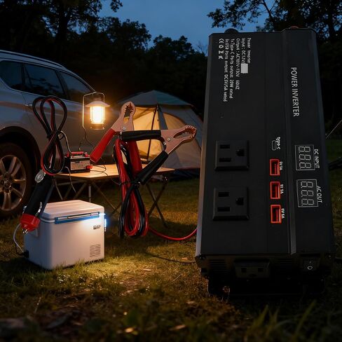 2000W 12V to 120V Car Inverter Charger with LCD Display, USB Port, Cigarette Lighter Ports, and 4000W Peak Power Inverter Converter for Heavy Duty Use in Saudi Arabia