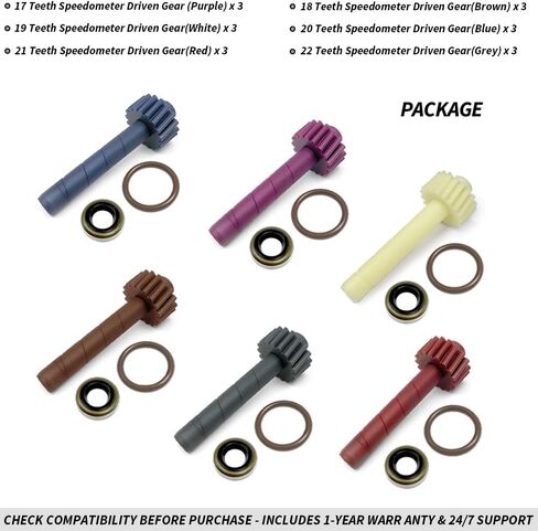 18 PCS Speedometer Driven Gear Kit (17, 18, 19, 20, 21, 22 Teeth) for GM Muncie & Saginaw 3/4-Speed, T5, T10, Super T10, Powerglide, TH200, TH350 Transmissions in Saudi Arabia