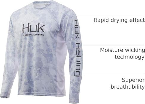 HUK mens Icon X Camo Long Sleeve |Performance Fishing Shirt, Tide Change - Horizon, X-Large US in Saudi Arabia