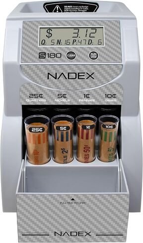 عداد وفارز العملات الرقمية Nadex S180 - يقوم بعد العملات المعدنية ولفها تلقائيًا، ويتوقف عند امتلاء اللفات، ولمسة نهائية من ألياف الكربون. in Kuwait
