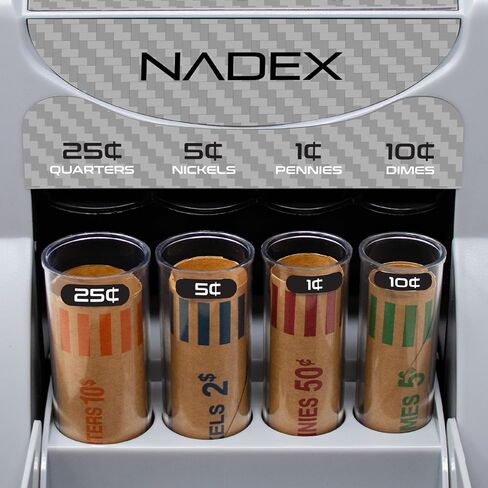 عداد وفارز العملات الرقمية Nadex S180 - يقوم بعد العملات المعدنية ولفها تلقائيًا، ويتوقف عند امتلاء اللفات، ولمسة نهائية من ألياف الكربون. in Kuwait