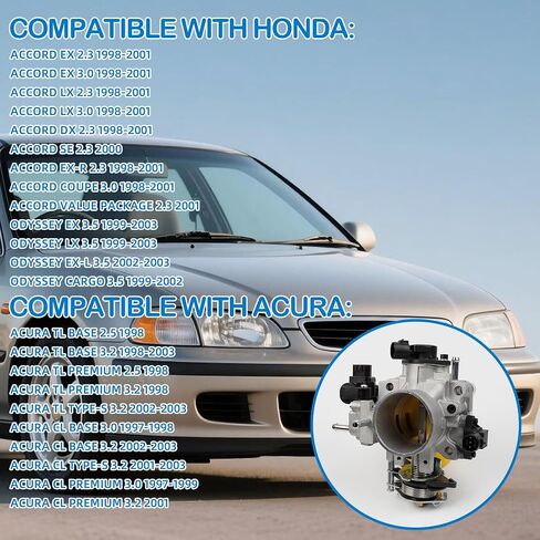 16400P8CA21 مجموعة جسم الخانق متوافقة مع 1998-2001 Honda Accord 1999-2003 Honda Odyssey 1998-2003 Acura TL 1997-2003 Acura CL 16400-P8C-A21 in Kuwait