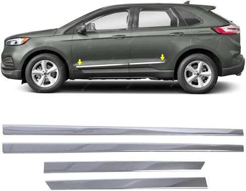 MELEXI Chrome Side Door MOLDING 4 Door S.Steel Compatible with Ford Edge 2015 Onwards in Saudi Arabia