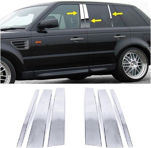 MELEXI كروم عمود الباب تقليم 6 قطع S.Steel متوافق مع رينج روفر سبورت 2005 إلى 2013 in Saudi Arabia