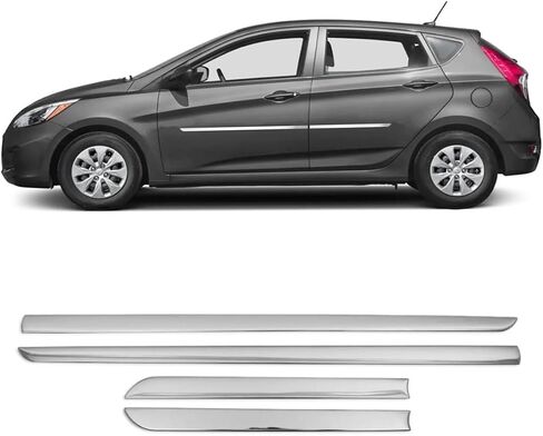 MELEXI Chrome Side Door Protector 4 Door 4 PCS S.Steel Compatible with Hyundai Accent HB 2012 to 2017 in Saudi Arabia