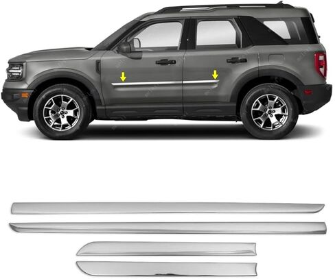 MELEXI Chrome Side Door Protector 4 Door S.Steel Compatible with Ford Branco Sport 2021 Onwards in Saudi Arabia