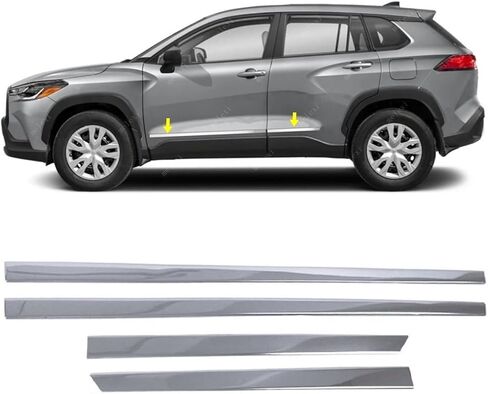 MELEXI Chrome Side Door MOLDING 4 Door S.Steel متوافق مع تويوتا كورولا كروس 2022 فصاعدًا in Saudi Arabia