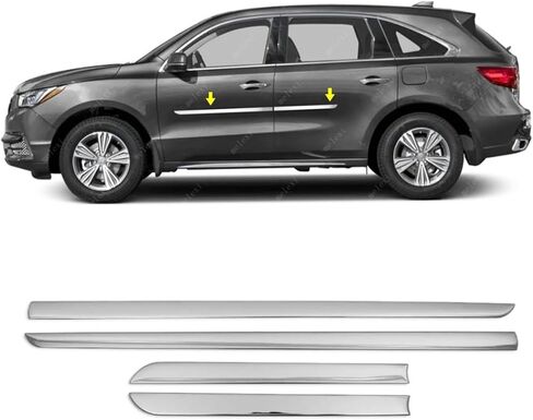 MELEXI Chrome Side Door MOLDING 4 Door 4 PCS S.Steel Compatible with Acura MDX 2014 to 2021 in Saudi Arabia