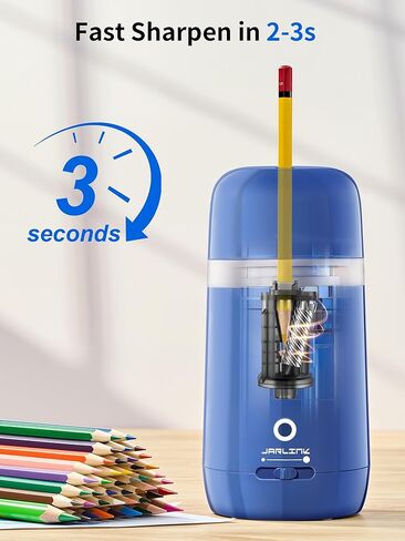 مبراة أقلام كهربائية أوتوماتيكية من جارلينك - تشغيل بدون استخدام اليدين، 3 أوضاع للحدة، شحذ 3 ثوان، قابلة للشحن ومحمولة لأقلام الرصاص 7-12 مم، مثالية للفصول الدراسية والاستخدام المنزلي (أزرق) in Kuwait
