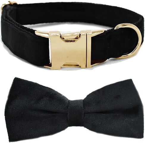 Love Dream Bow tie Dog Collar, Velvet Dog Collars with Detachable Bowtie Metal Buckle, Soft Comfortable Adjustable Bow Tie Collars for Small Medium Large Dogs (Large, Dark Purple) in Kuwait