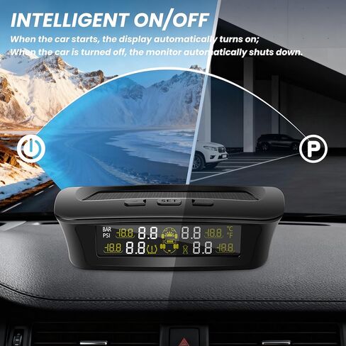 نظام مراقبة ضغط الإطارات RV مع شحن بالطاقة الشمسية وUSB-C، TPMS للمقطورة مع 4 أجهزة استشعار و6 منبهات، شاشة LCD كبيرة، مراقب الضغط/درجة الحرارة في الوقت الحقيقي لسيارة السيدان، سيارات الدفع الرباعي، MPV، الشاحنة (0-87 رطل لكل بوصة مربعة) in Kuwait