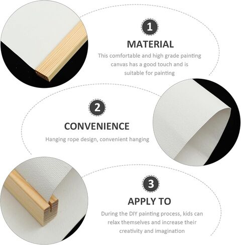FAVOMOTO Ornament Frame White Blank Cotton Canvas Panels 3Pcs Wooden Framed Artist Canvas Board with Hanging Rope DIY Arts Accessory for Painting Acrylic Pouring Oil Paint Ornament Frames in Saudi Arabia
