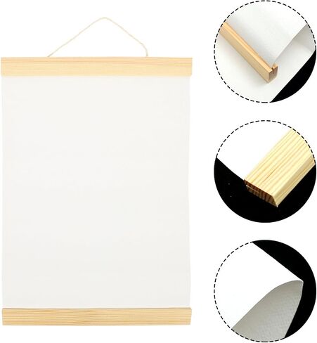 FAVOMOTO Ornament Frame White Blank Cotton Canvas Panels 3Pcs Wooden Framed Artist Canvas Board with Hanging Rope DIY Arts Accessory for Painting Acrylic Pouring Oil Paint Ornament Frames in Saudi Arabia