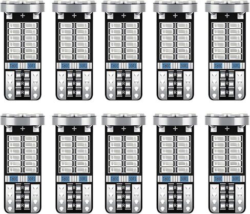 10PCS 194 LED Light Bulb, T10 168 W5W 2825 LED Reading Bulb with 24-SMD 3014 Chipsets, Bright 6000K Car License Plate Lamp Bulbs for Car Interior Dome/Courtesy/Trunk Light (White) in Saudi Arabia