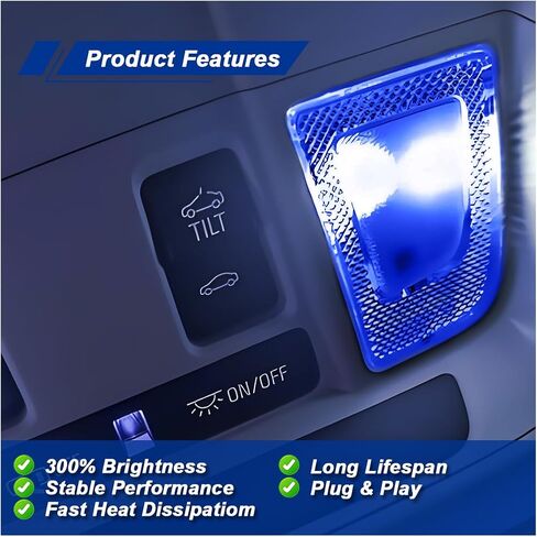 10PCS 194 LED Light Bulb, T10 168 W5W 2825 LED Reading Bulb with 24-SMD 3014 Chipsets, Bright 6000K Car License Plate Lamp Bulbs for Car Interior Dome/Courtesy/Trunk Light (White) in Saudi Arabia