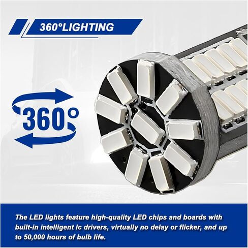 10PCS 194 LED Light Bulb, T10 168 W5W 2825 LED Reading Bulb with 24-SMD 3014 Chipsets, Bright 6000K Car License Plate Lamp Bulbs for Car Interior Dome/Courtesy/Trunk Light (White) in Saudi Arabia