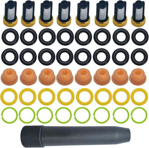 مجموعة حلقات حاقن الوقود ومجموعة التنظيف مع أداة إزالة - متوافقة مع 0280150943 0280150955 0280150962 - تتضمن أختام الحاقن، وأغطية الدبابيس، وسلال الفلتر، والفواصل [8 مجموعات] in Kuwait